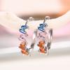 Silver Plated Rainbow Baguette CZ Huggie Hoops, Colorful Gradient Small Hoop Earrings for Women