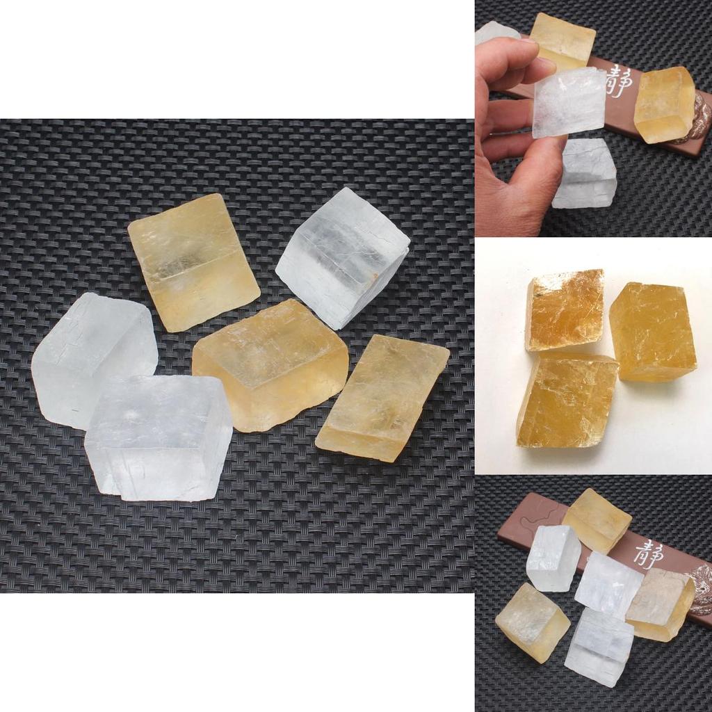 Stunning Yellow White Optic Calcite Cubes Natural Crystal Stones For Home Decor