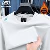 Skechers Autumn And Winter Fleece Warm Long Sleeve Versatile Pullover Sports Base Layer Sweatshirt Men sweatshirt Cotton-Candy-White P425M233-0074