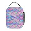 Rainbow Mermaid Scales Insulated Lunch Bag for Women Children Portable Food Boxes Thermal Lunch Box Tote