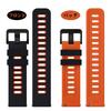 WOCCI 18mm Silicone Rubber Watch Quick Replacement Strap with Black Buckle Band, Release, Two-Tone, Black/Orange
