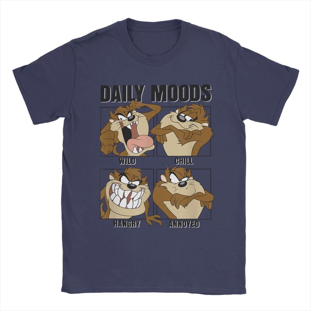 Men T-Shirts Tazmanian Devil Daily Moods Panels Tazed Funny Pure Cotton Tees Short Sleeve T Shirt Crew Neck Clothes New Arrival