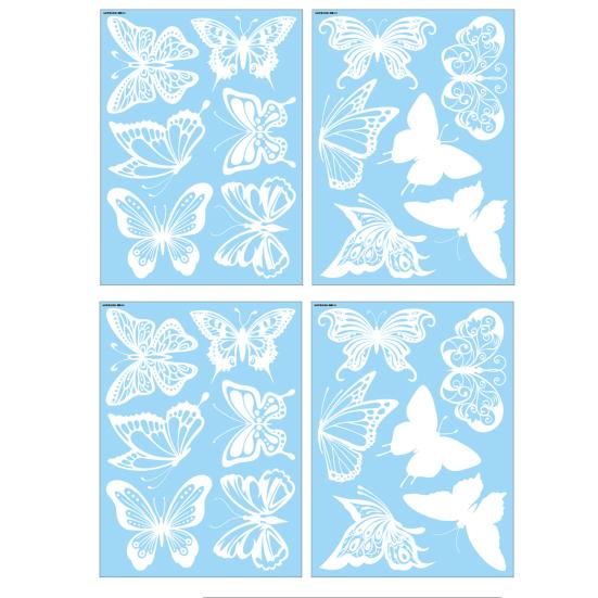 

4 Sheets Anti Collision Window Clings White Bird Butterfly Leaf Shape Window Decals to Prevent Bird Strikes Reusable Static Sticker for Living Room B