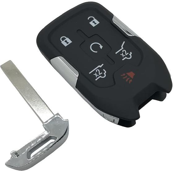 Replacement Key Fob Cover Case fit for Chevy Suburban Tahoe 2015 2016 2017 2018   GMC Yukon Keyless Entry Smart Remote Key Fob Shell (Black)