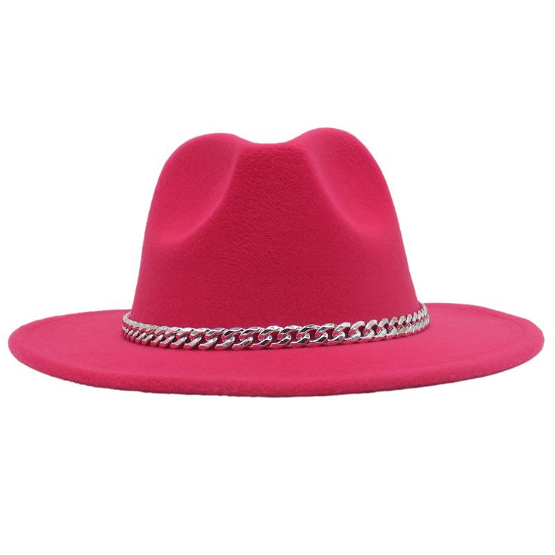 Chain Men'S And Women'S Multi-Colored Stage Hat Woolen Felt Hat Jazz Top Hat Hat