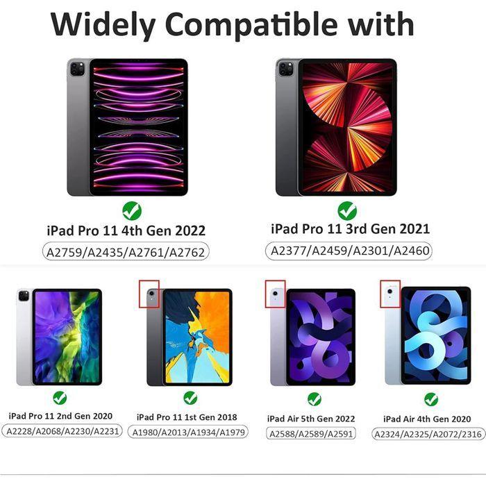 Case + Tempered Glass - BOOLING - iPad Air 4/5 10.9" - 360° Protection - Black Faux Leather - Multi-Angles