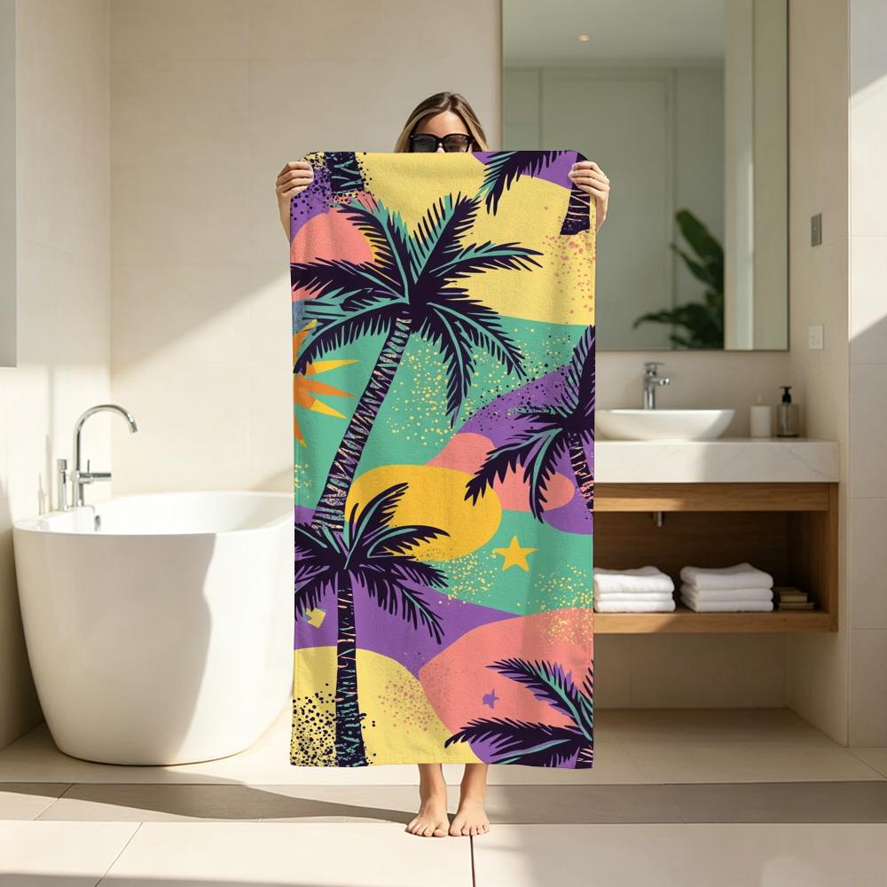 Beach Vibe Summer Coconut Tree Towel ultra-fine fiber quick drying absorbent bath towel, outdoor swimming sports towel