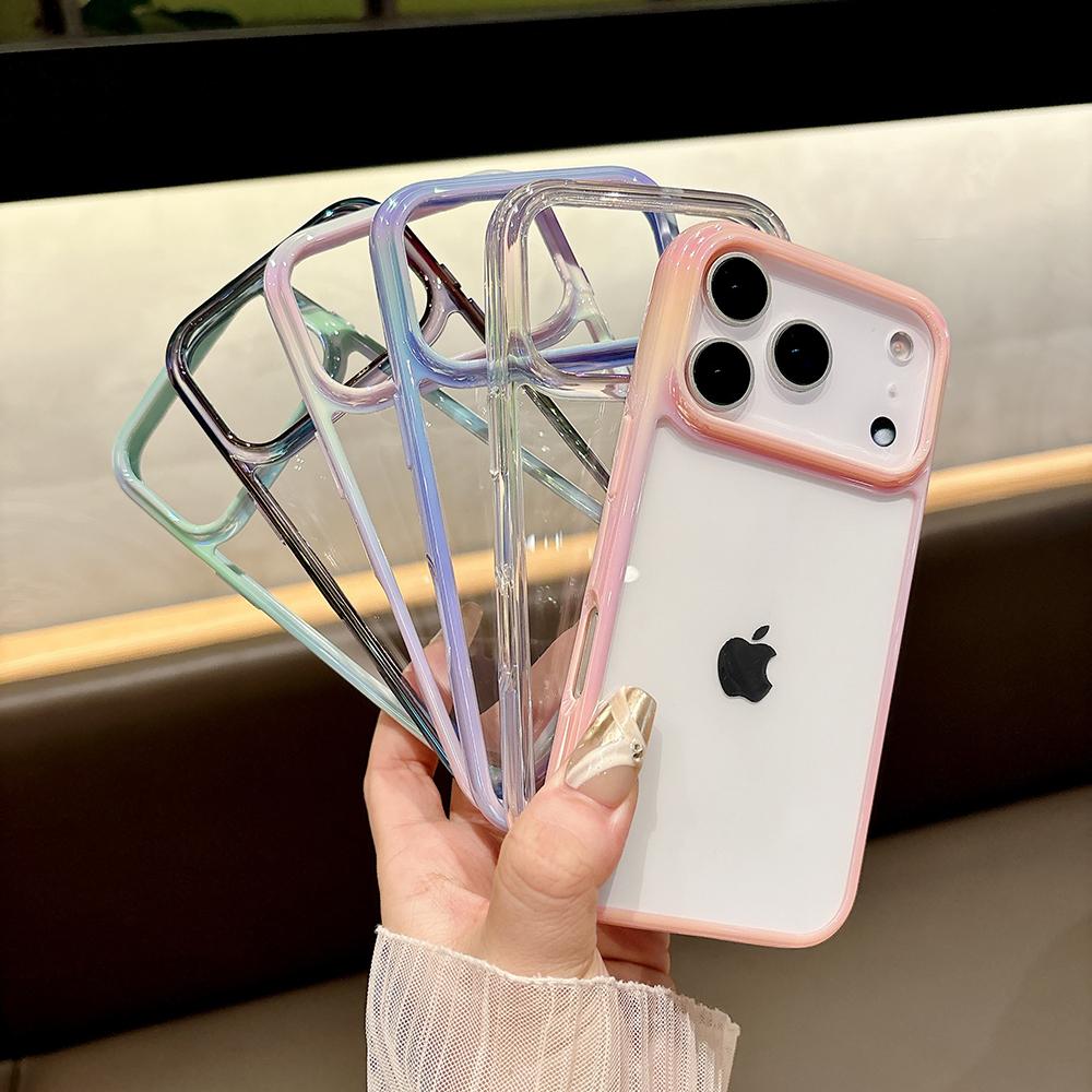 Luxury Laser Gradient Clear Case for IPhone 14 13 12 15 16 17 Pro Max 16 Plus Air Transparent Shockproof Bumper Protective Cover