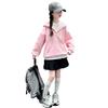 Girls' 2025 Autumn Korean Style Sweatshirt Set - Trendy Base Layer for Big Girls