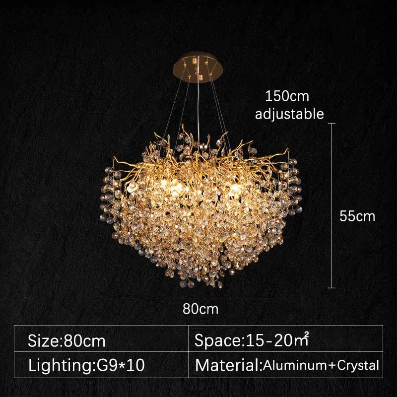 Minimalist LED Ceiling Chandelier Luxury Interior Decor Crystal Pendant Lamp for Living Dining Room Gold Silver Lighting Fixture