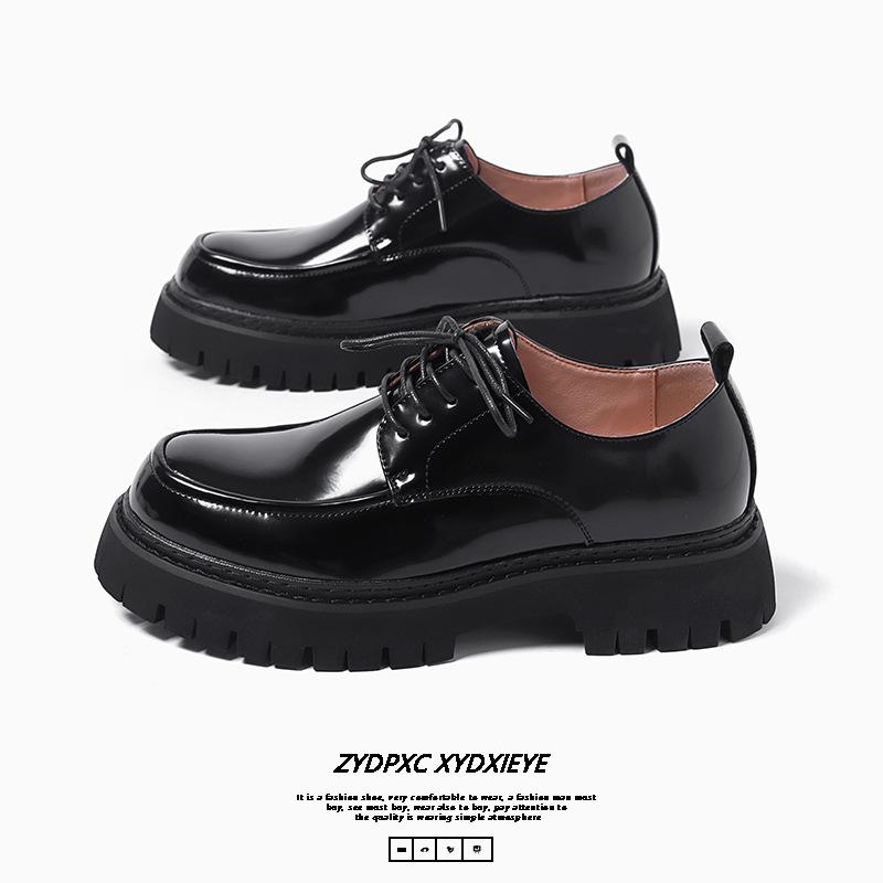 

Мужские кожаные туфли повседневные для собеседования, работы, поездок на работу, на толстой подошве, с большой головкой, для широкой ноги, для свадьбы, деловые, с низким верхом, ботинки Martin 9521-X 38 чёрный