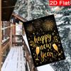 One Piece of a Festive Garden Flag Featuring Happy New Year Fireworks And Christmas Champagne, Measuring Double-Sided, for Courtyard Decoration, Flag
