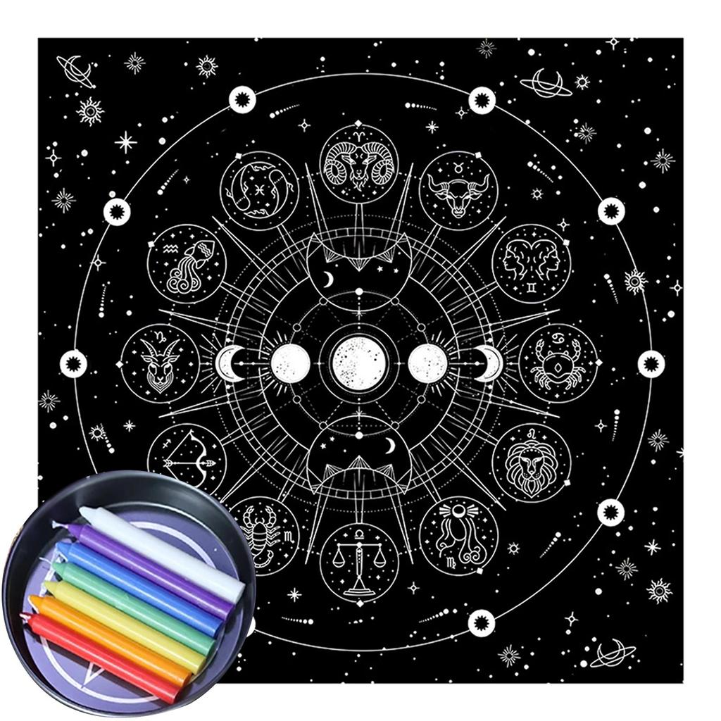Square Flannelette Tarot Altar Cloth Board Game Pad Astrological Oracles Pad Table Cover Card Mat Divinations Tablecloth