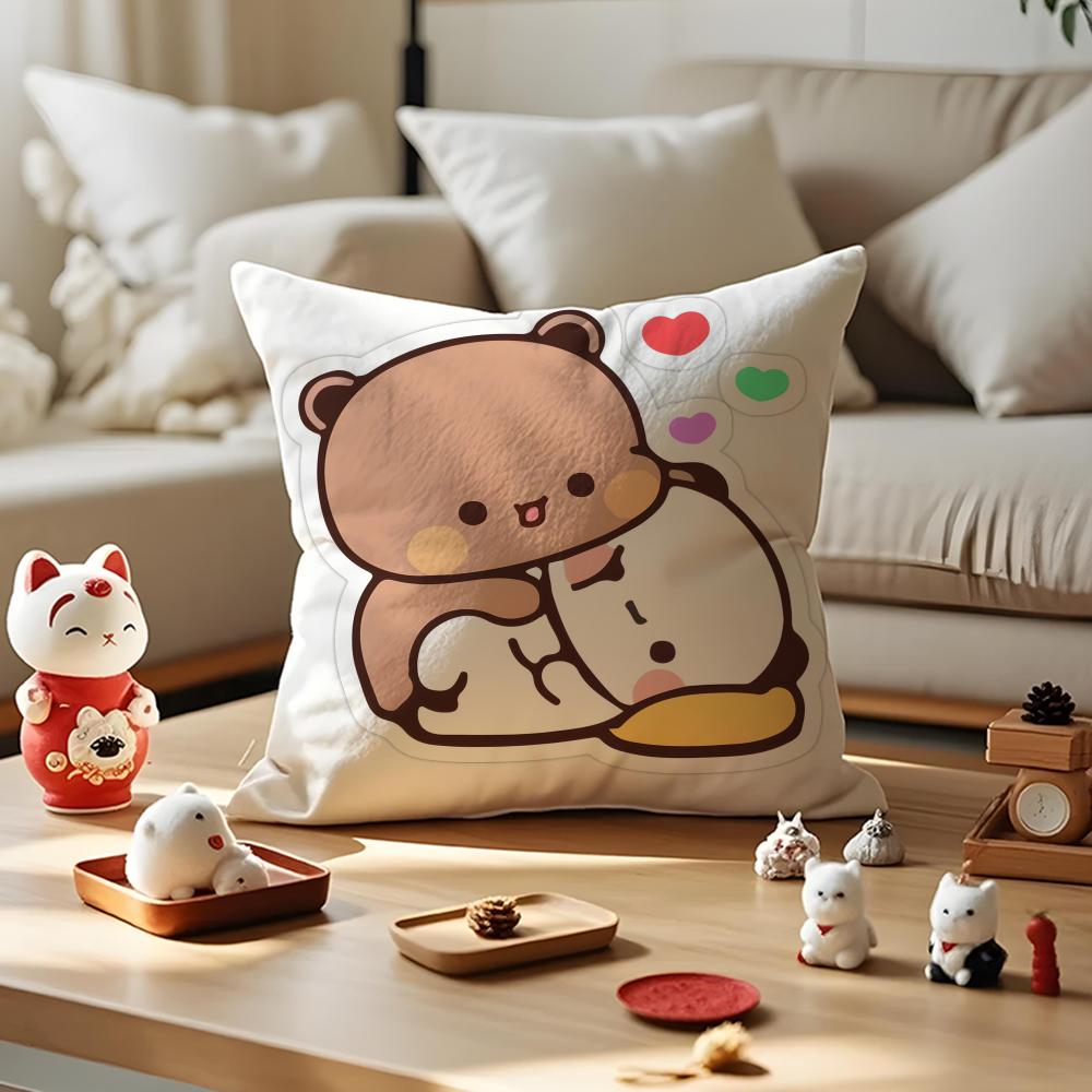 Bubu duda Mochi Peach Cat Cushion Cover Silky Short Plush with Invisible Zipper Dustproof Sofa Pillow Cover for Home Decor