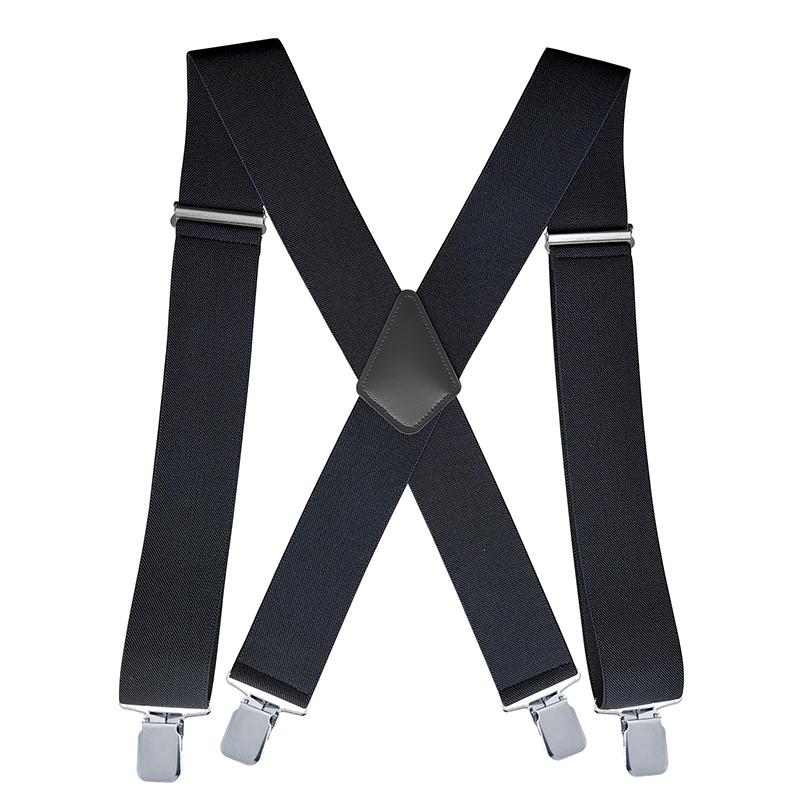 Men Suspenders High Elastic Adjustable 4 Strong Clips Suspender X Back Trousers