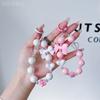 Trendy INS Solid Color Heart Bowknot Beaded Lanyard Universal Phone Case DIY Camera CCD Keychain Bracelet