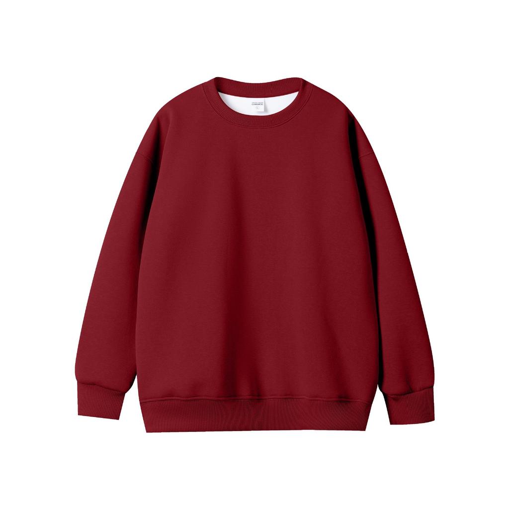 450G Silverräv Päls Tungviktssweatshirt - Unisex Höst/Vinter Lös Passform, Enfärgad, Rund Halsringning