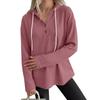 Womens Loose Drawstring Waffle Hooded Long Sleeve Casual Sweatshirt