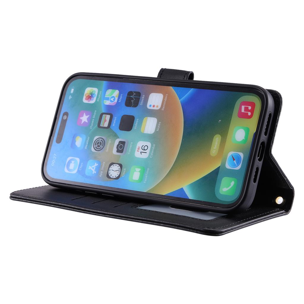 For iPhone 14 Pro Max Leather Phone Case with Wallet Rhombus Grid Pattern