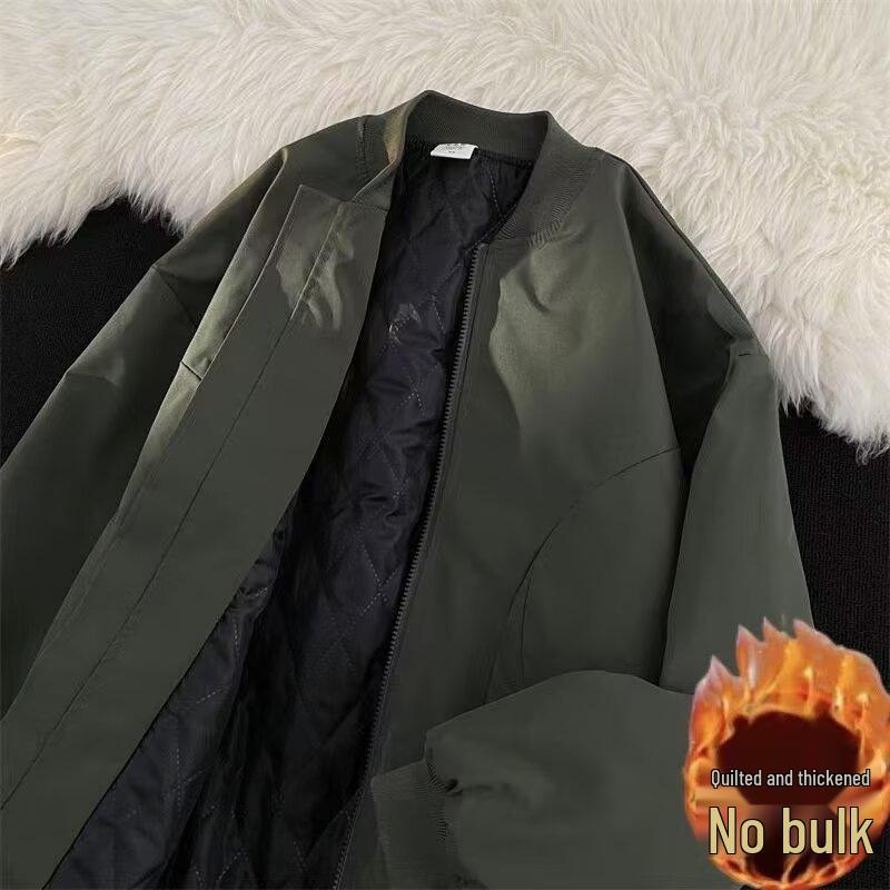 Men's American Style Cleanfit Quilted Harrington Bomber Jacket - Stand Collar, Autumn/Winter.