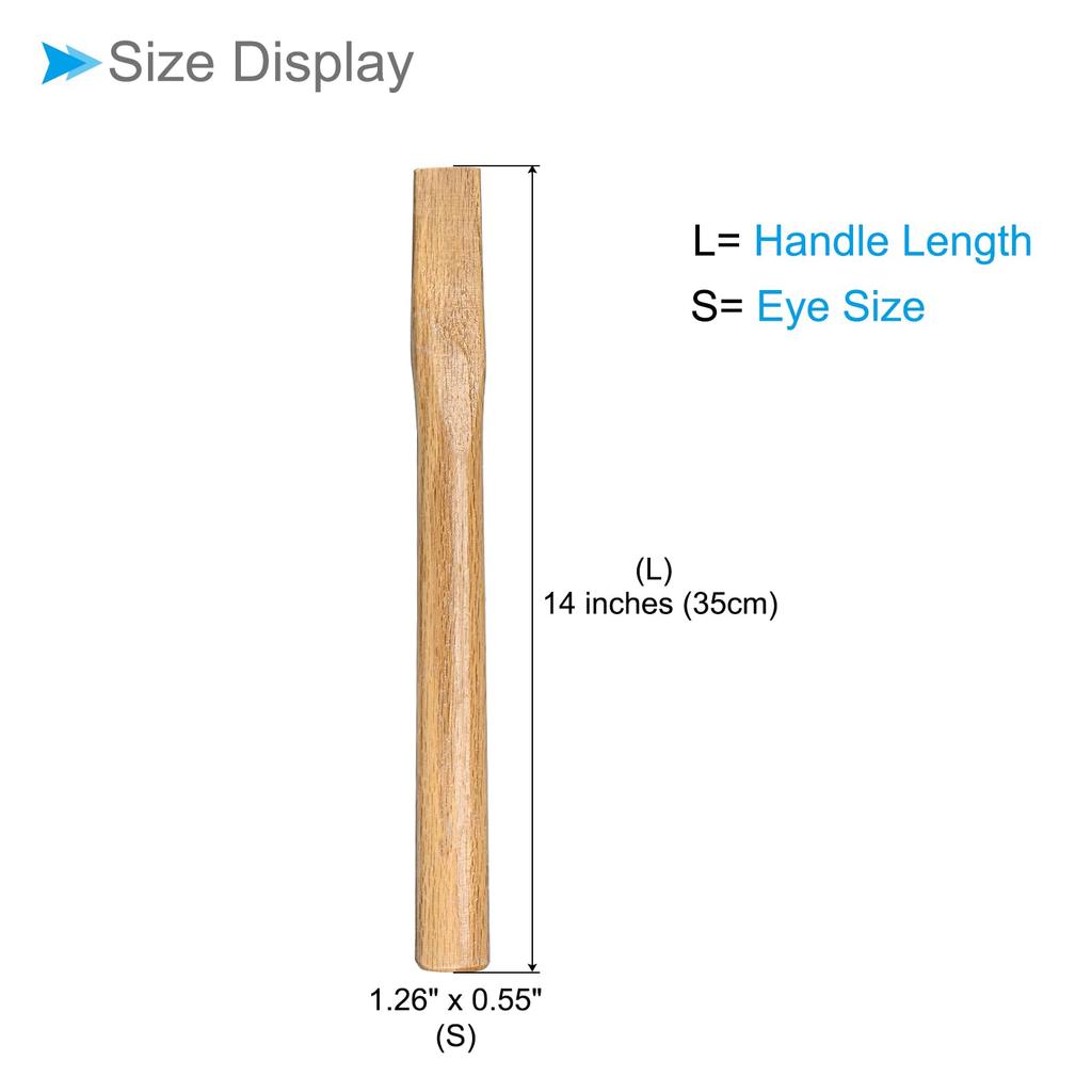 CoCud Set of 2 Replacement Axe Handles, 35cm/14" Oak, Square Shape, Comfortable Grip, Wooden - (Use: Oval Eye for Hatchet Hammers)