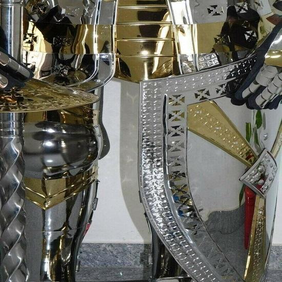 Medieval Stainless Steel Rust Free Royal Full Body Knight Armor Suit With Silver