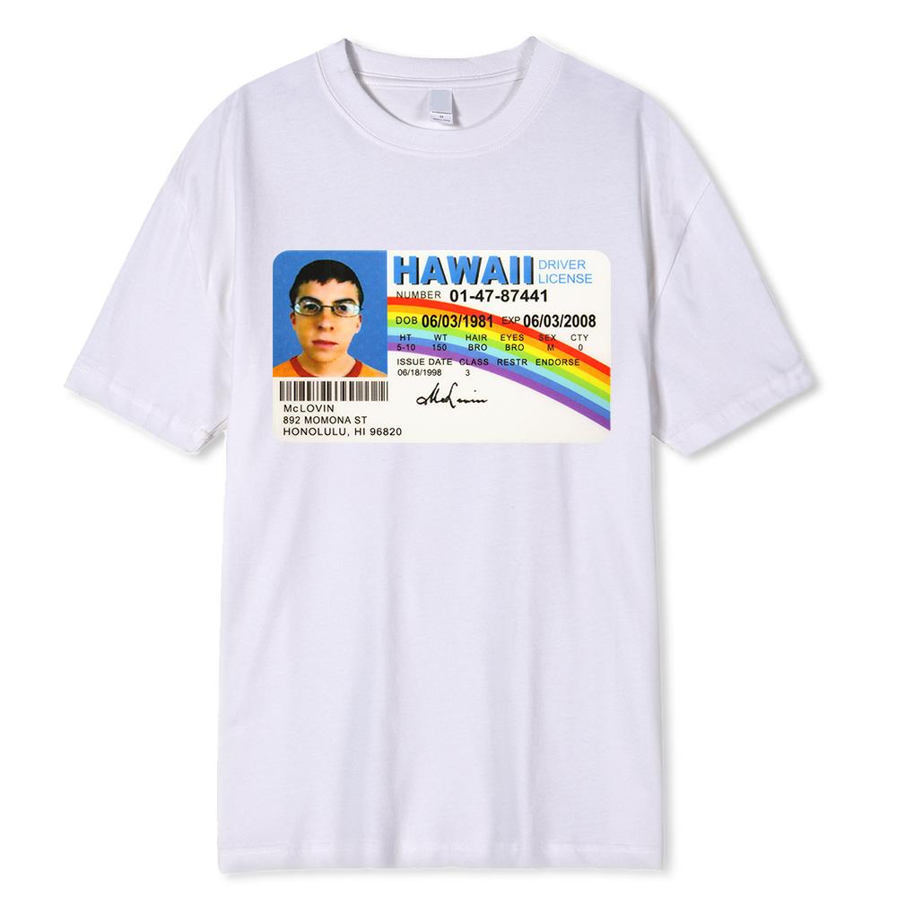 Herren T-Shirt Mclovin Ausweis Superbad Geek Herren Baumwoll-T-Shirt Unisex T-Shirt Teenager Cool Weiche Kleidung
