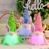Easter Gnome Sequins Rabbit Faceless Doll with LED Light Ornaments for Spring Swedish Tomtes Dwarfs Home Decorations