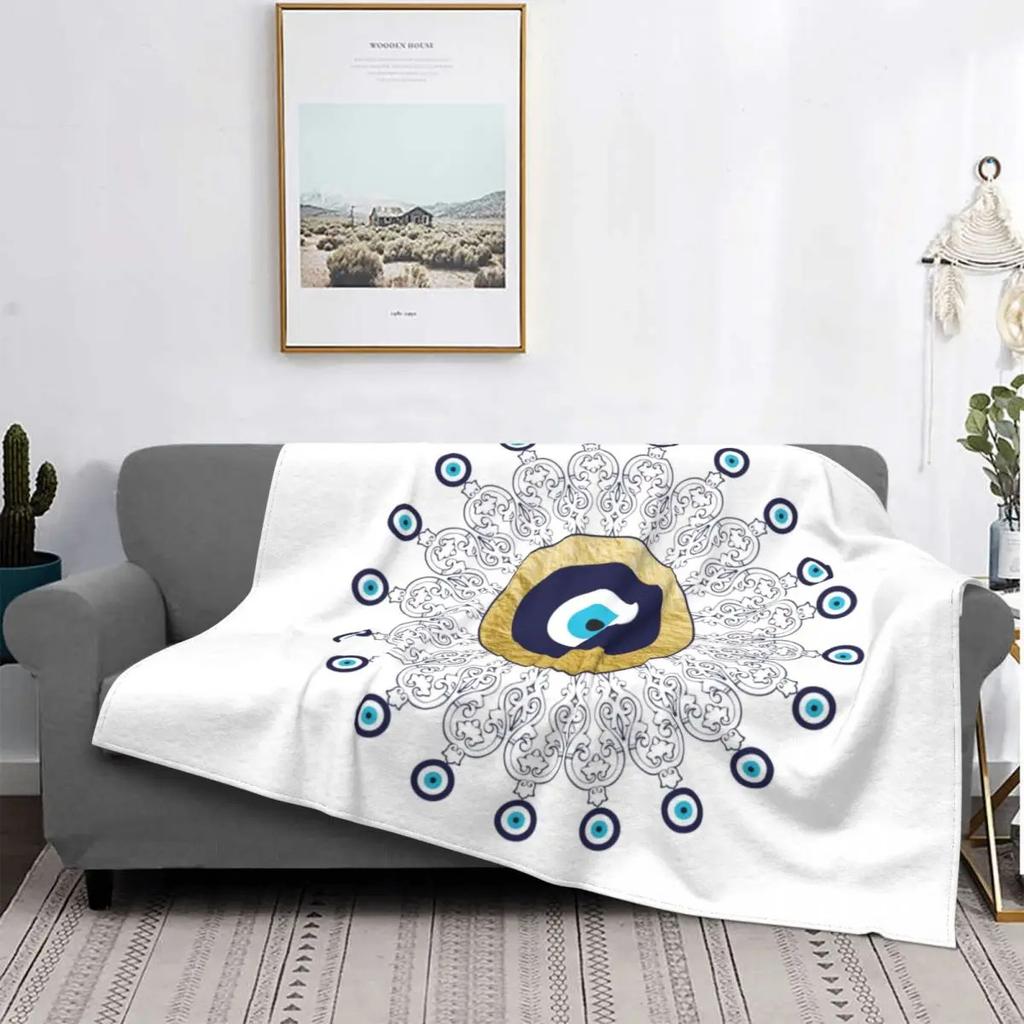 Bohemian blue eyes Printed Blanket for Sofa Bed Travel Camping Living Room Office Conditioning Blanket for All Seasons Gifts