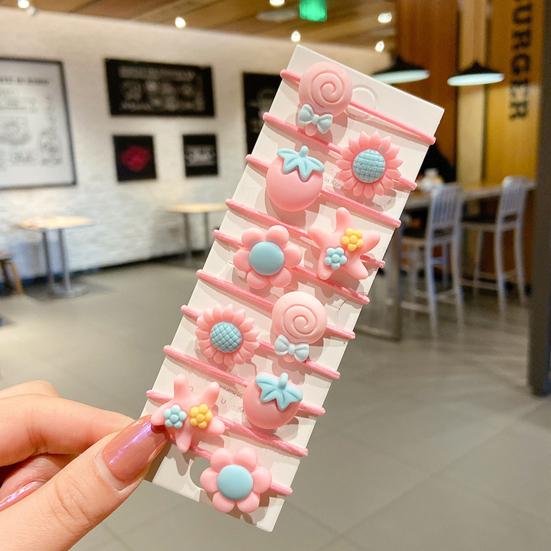 10Pcs/Sheet  Cartoon Fruit Animal Pattern Tight Hair Tie Hair Band Hair Accessories