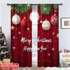 2pcs 2D flat printing Christmas Window Curtains Christmas Background Christmas Gold 100% Polyester Without Electricity Birthday