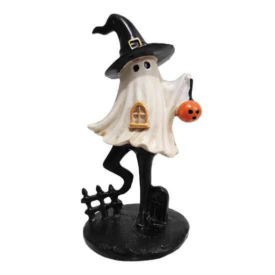 Resin Tabletop Statue Halloween Ghost Figurine Ornament, Christmas Statue, Animal Desktop Vintage Style Decorations for Home Decor, Retro Spooky Party