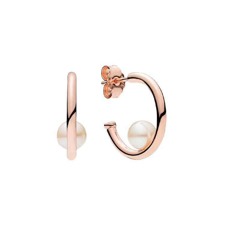 Pandora Freshwater Pearl Stud Earrings Unisex earrings Rose-Gold 287528P Box