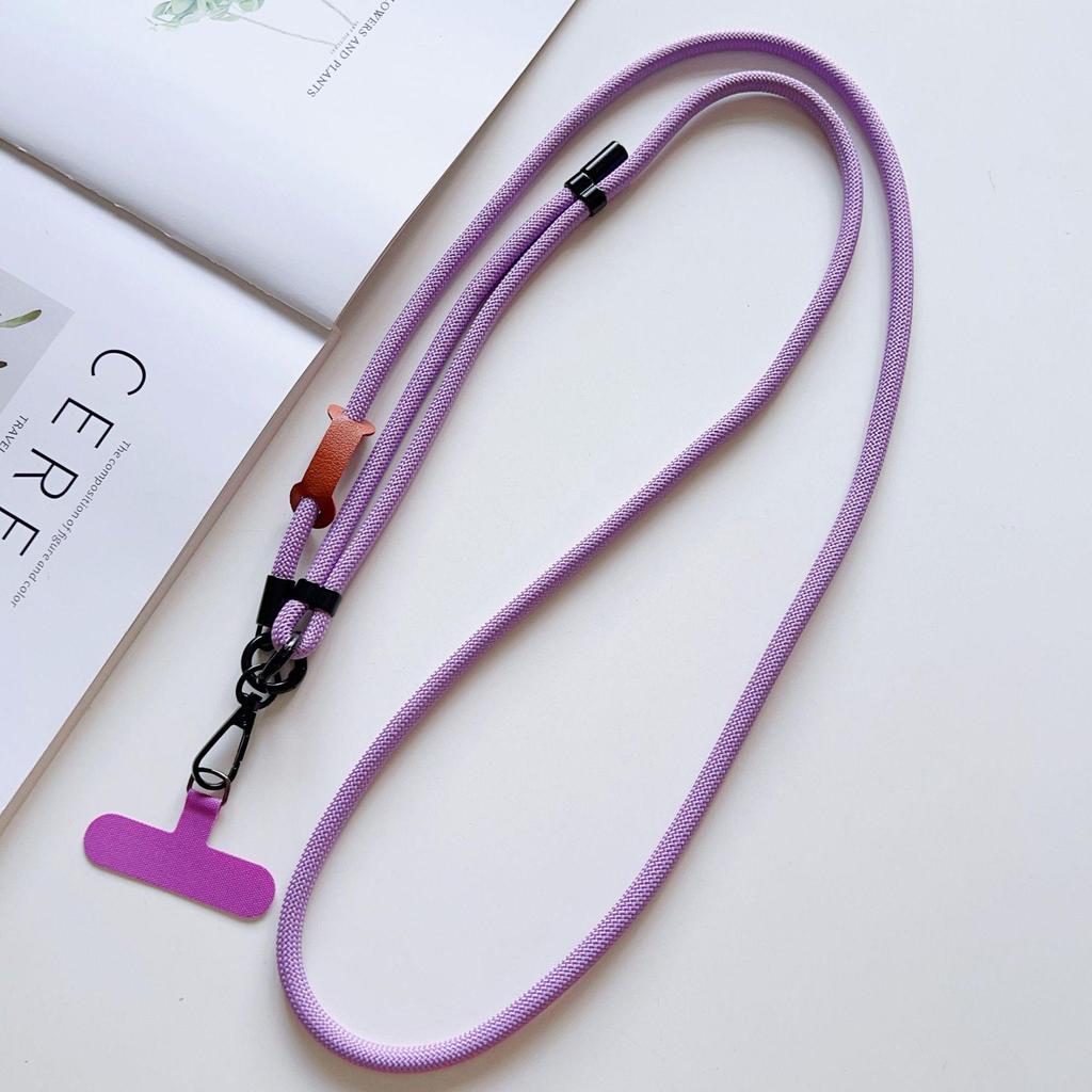 7mm Phone Lanyard Crossbody, 1.5m Adjustable Anti-Lost Neck Strap with Colored Chain and Leather Tag.