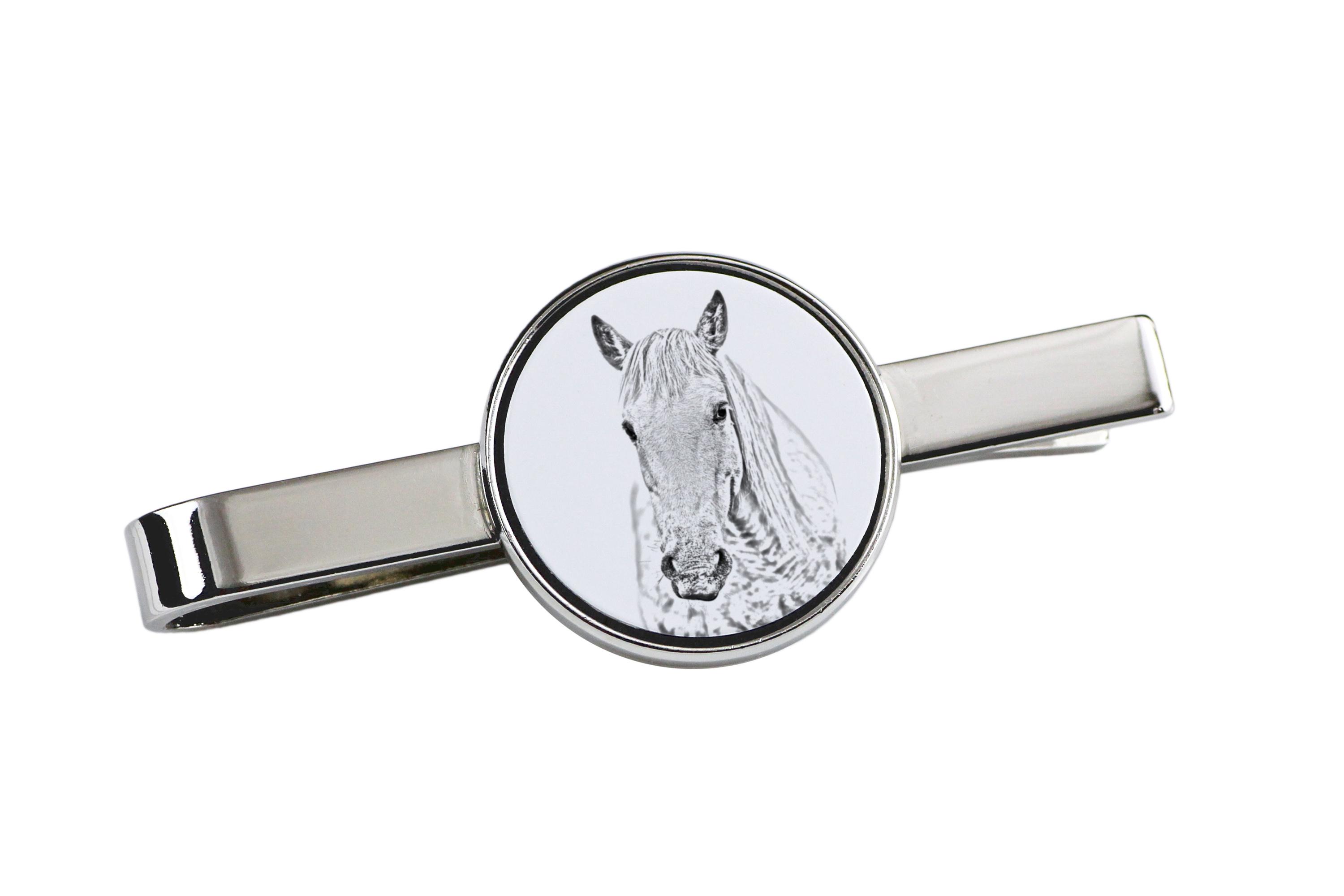 

Camargue Horse - tie clip with a horse, personalized tie clip, a unique gift for a man from the Art-Dog brand срібний