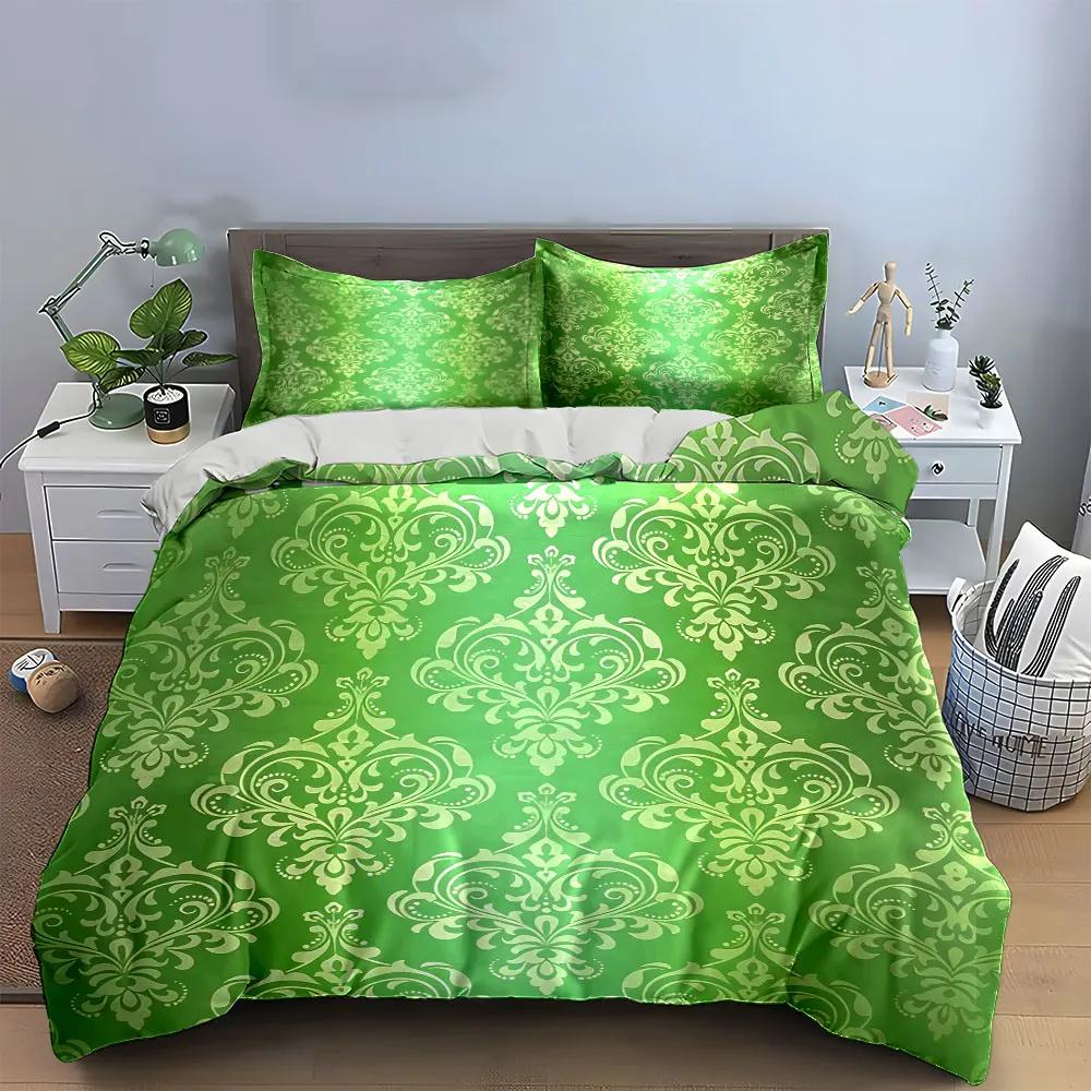 "Elegant Green Floral Decoration Set" Soft Comfortable Duvet Cover Bedding Set Included 1*Duvet Cover & 2*Pillowcases gift