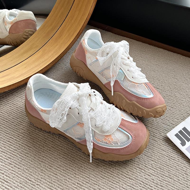 Fashion CRLAYDK Sneakers for Women Lace Patchwork Tennis Fashion Summer Shoes Mesh Breathable Casual Outdoor Walking Sports Trainers