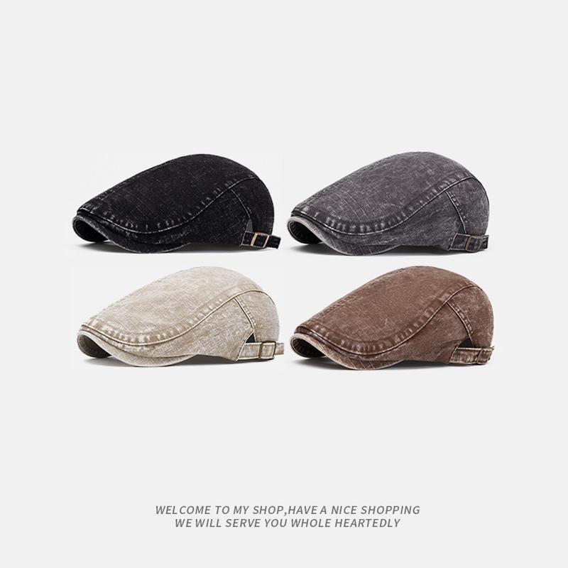 Men Spring Summer Beret Outdoor Sunshade Cap British Newsboy Cap Peaked Cap