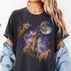 Three Spotted Hyena Retro Graphic T-Shirt, Vintage Hyena Moon Shirt, Oversized Animal Tee, Funny Nature Top, Wildlife Gift for Him Her
