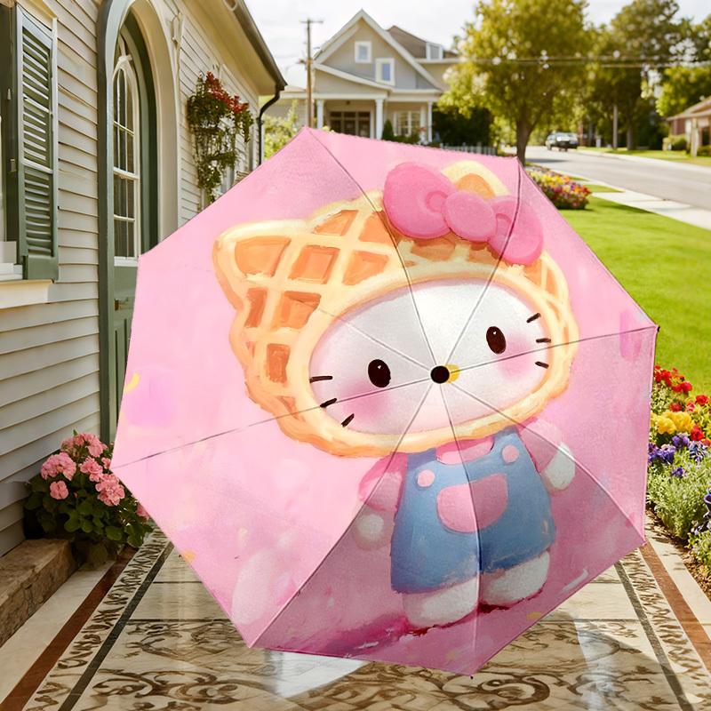 Kitty Waffle Hoodie : Cute, Functional, Lightweight and Durable Umbrella, Auto-Open/Close, and Perfect for Outdoor Adventures 174
