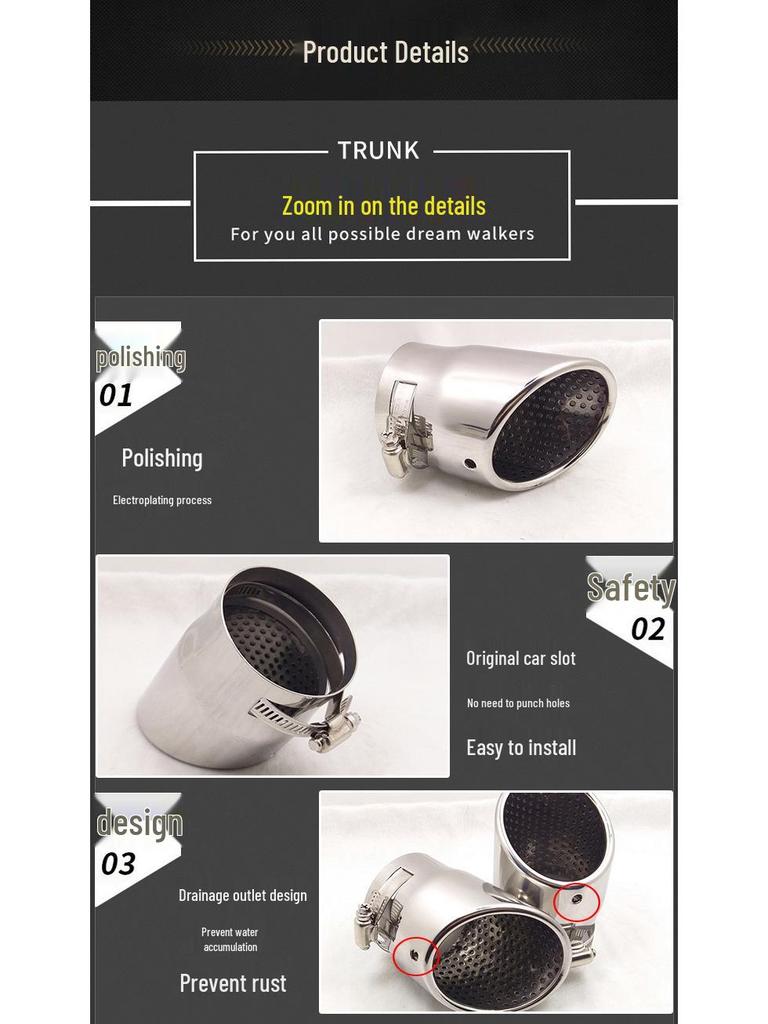Compatible Titanium Blue Tailpipe for Magotan, Sagitar, Lavida, Golf, Tiguan, A4L, A1, A3 (1.4 & 1.6)