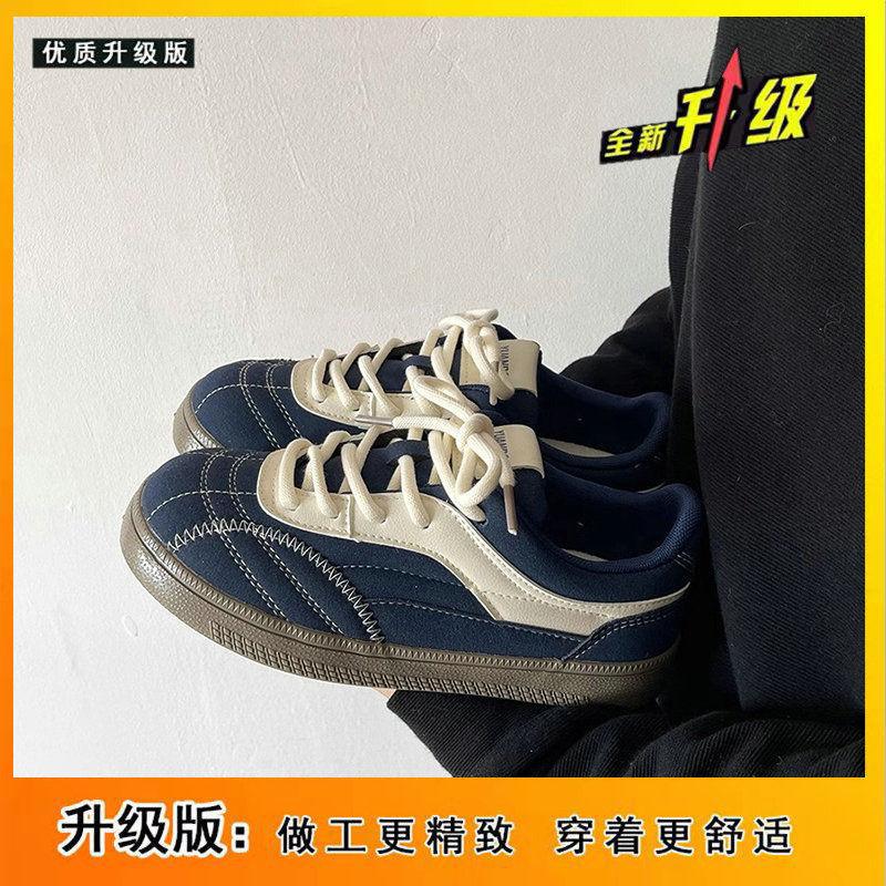Round Head Shoes Women's Shoes Spring New Retro Board Shoes Niche Non-collision Shoes