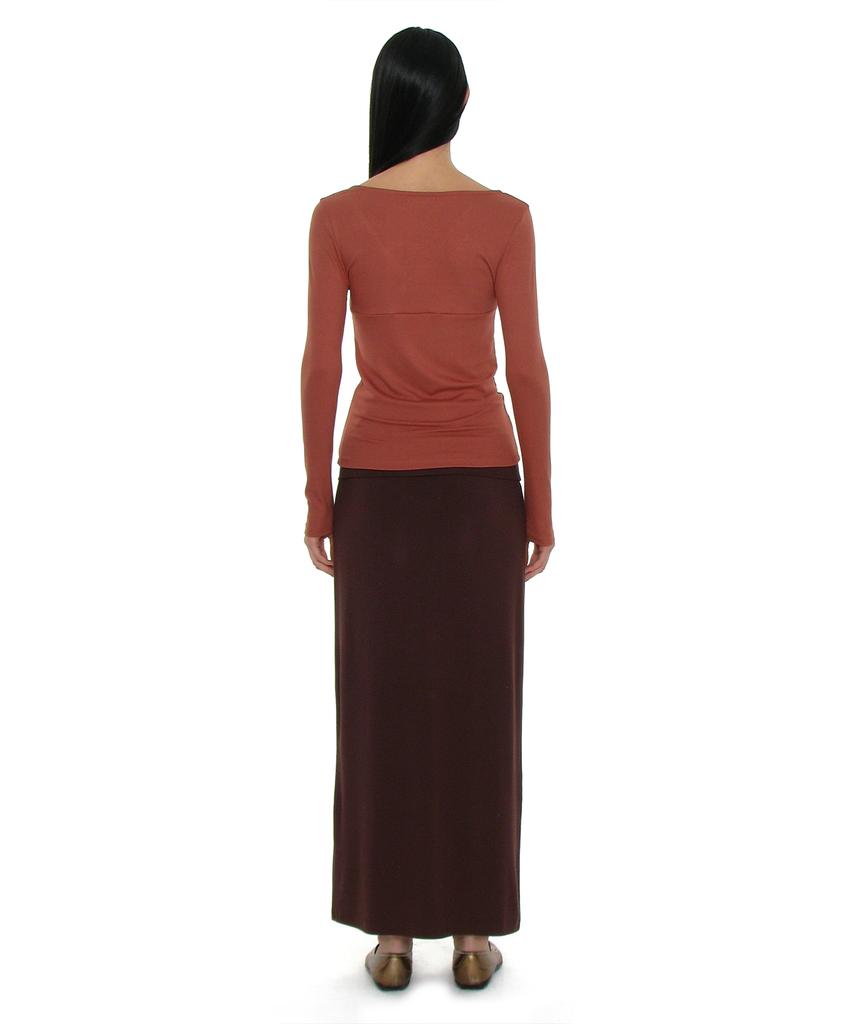 PARTIMENTO WOMEN Pwc Crossover Wrap V-Neck Long Sleeve Top_Brick