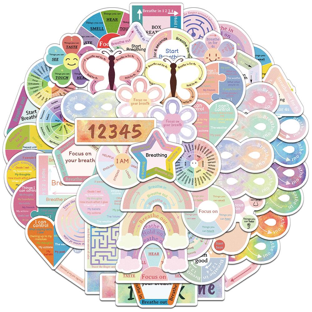 

50-Calming Sensory Cartoon Personality Stickers for Water Bottles - 50 Sheets