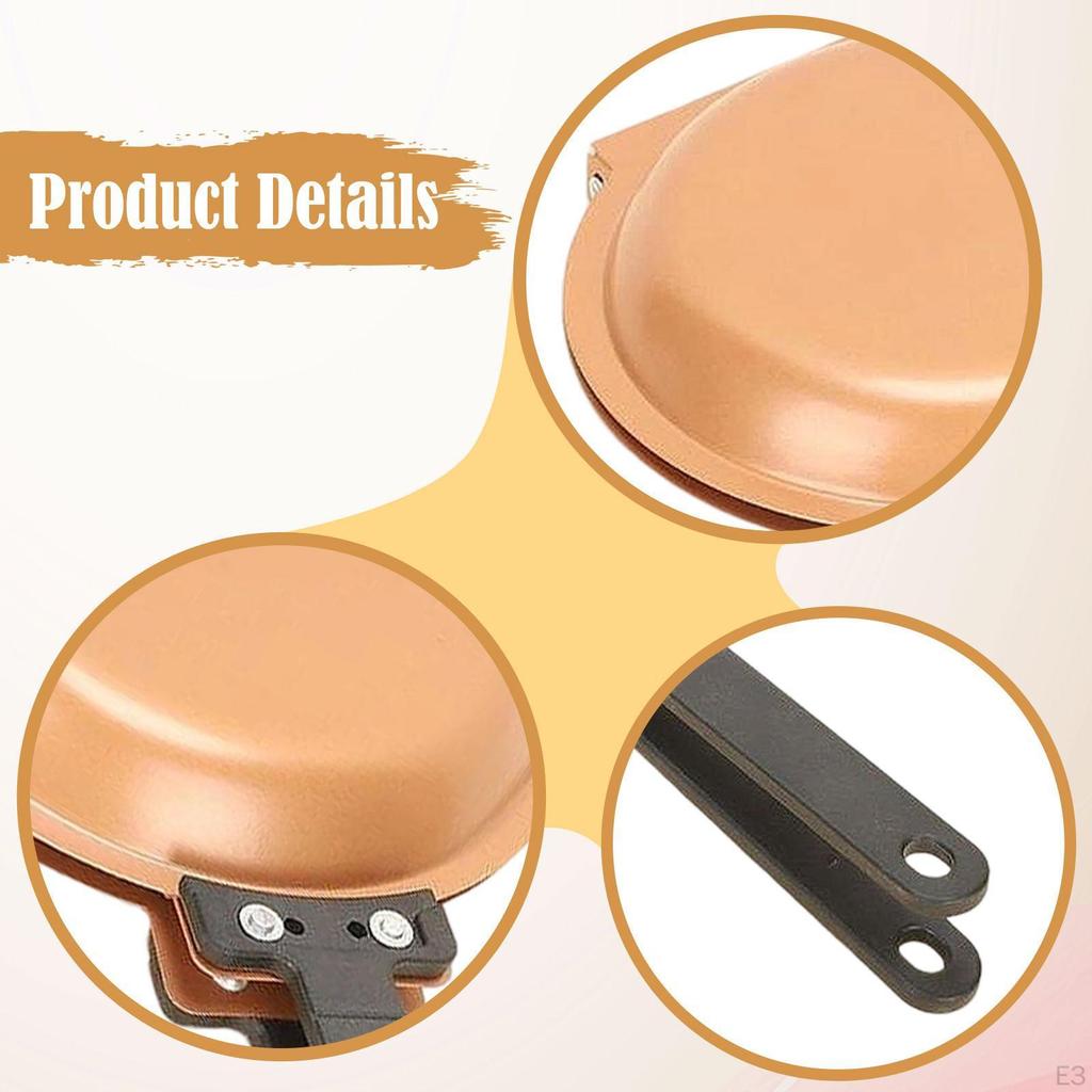 Double Side Frying Pan Nonstick Cooking Tool Cookware with Heat Resistant Handle Pancake Griddle for