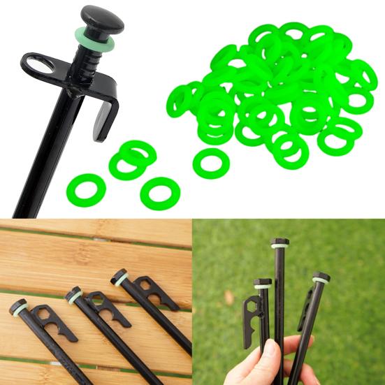 20Pcs Tent Stakes Rings 15MM Glow-in-the-dark Silicone Ground Stake Circle Fluorescent Tent Peg Loop Outdoor Camping Tent Nail Accessories