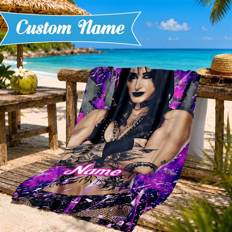 Custom Name Rhea Ripley wrestling Beach Towel Microfiber Beach Towel, Lightweight and Quick-Dry, for Summer Travel, Swimming Pool Gift