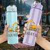 1PC Biker Dirt Bike Boy Cartoon Print 750ml Color Plastic Sports Water Bottle Leakproof Flip Straw Lid Suitable for Sports Office Home Use