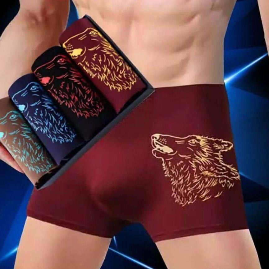 Sous-vêtements pour hommes, lot de 4 pièces, grande taille, pantalons à coins plats, pantalons à coins carrés, confortables et élastiques pour jeunes hommes