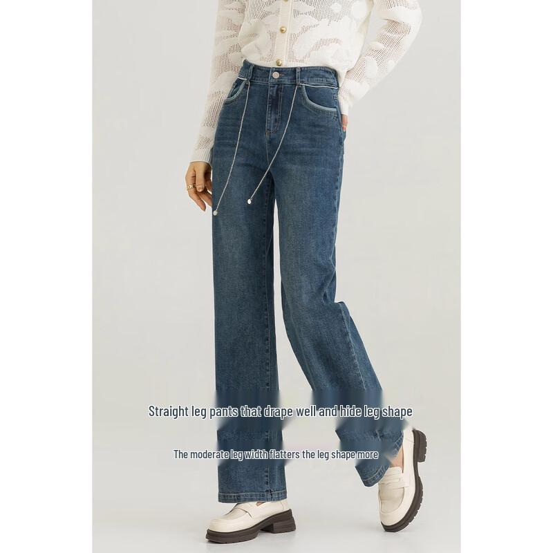 Mengshuya Women's High-Waist Straight Leg Jeans